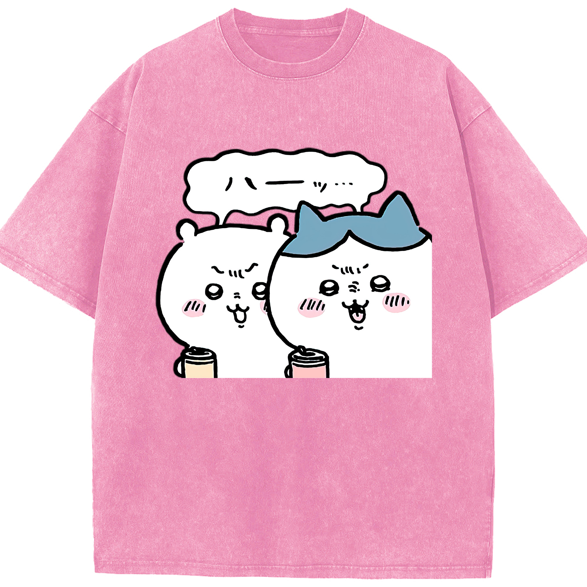 （画像用） ちいかわ ハチワレ Chii-kawa hachiware 綿100% ヴィンテージ風 半袖Tシャツ（フロントプリント）
